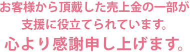 お客様から頂戴した売上金の一部が支援に役立てられています。心より感謝申し上げます。